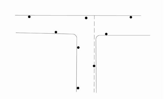 T型交叉路口向日葵色板官网和灯具设置示意图