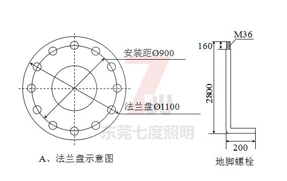 30米向日葵污污视频基础地脚螺栓及定位调节板示意图