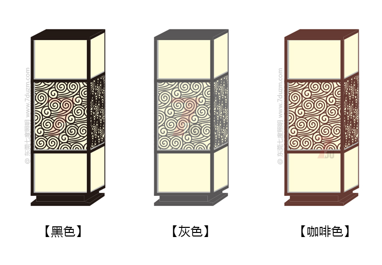 向日葵视频下载黄照明2020新款新中式祥云立柱柱头灯黑色灰色咖啡色不同颜色效果图