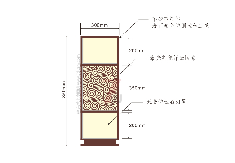 向日葵视频下载黄照明2020新款新中式祥云矮柱柱头灯850mm高尺寸示意图